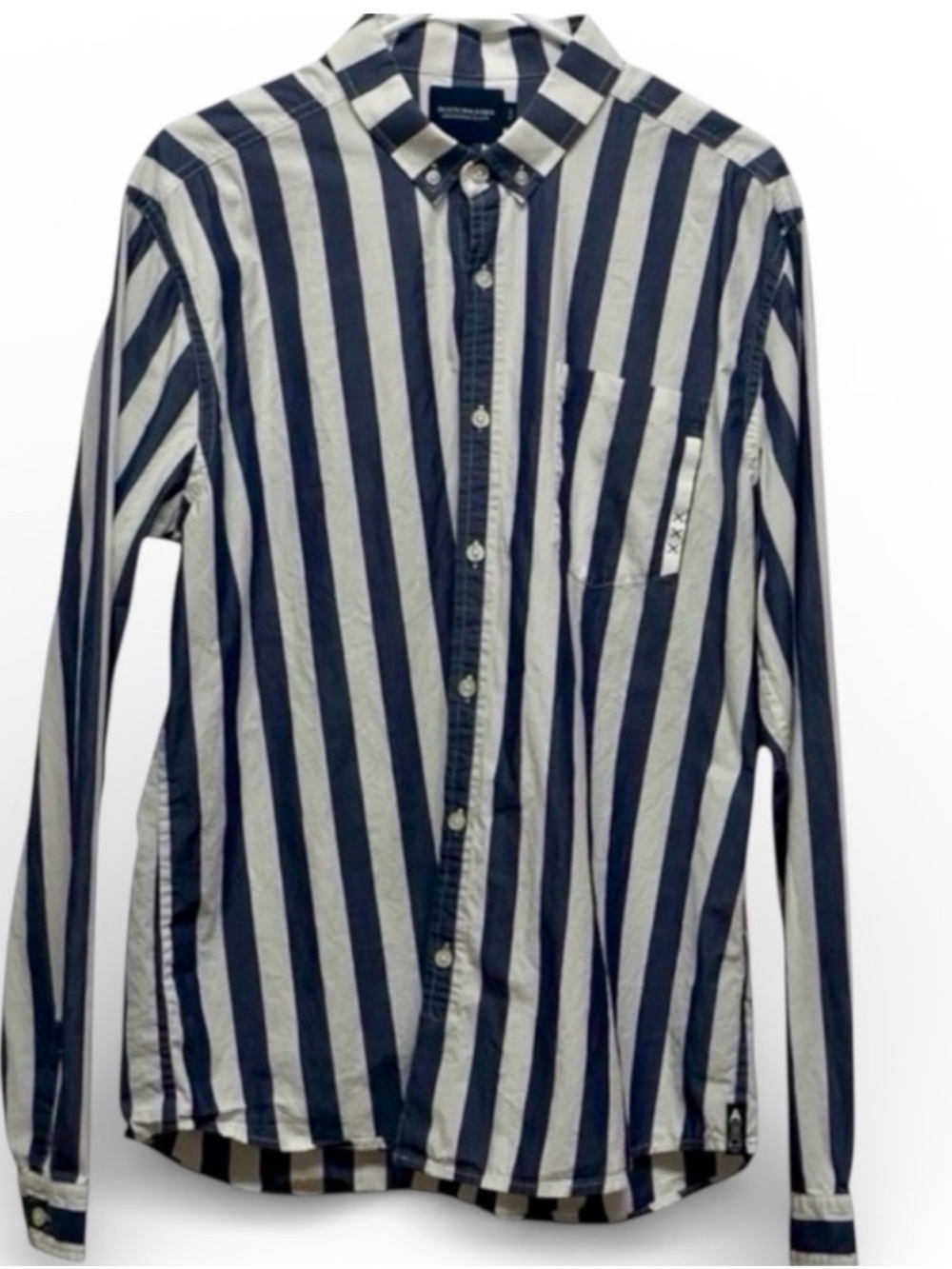 Scotch & Soda Striped Button Down Shirt Men XL Slim Fit Navy White - Picture 2 of 6